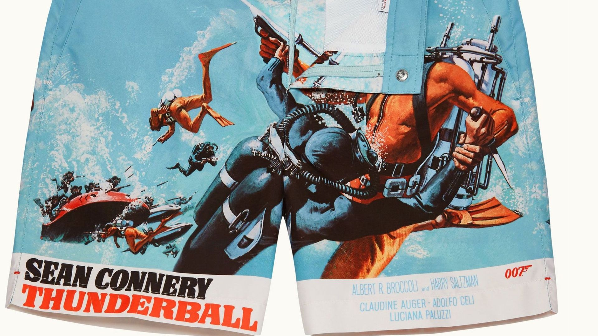 "Thunderball" branded swim shorts