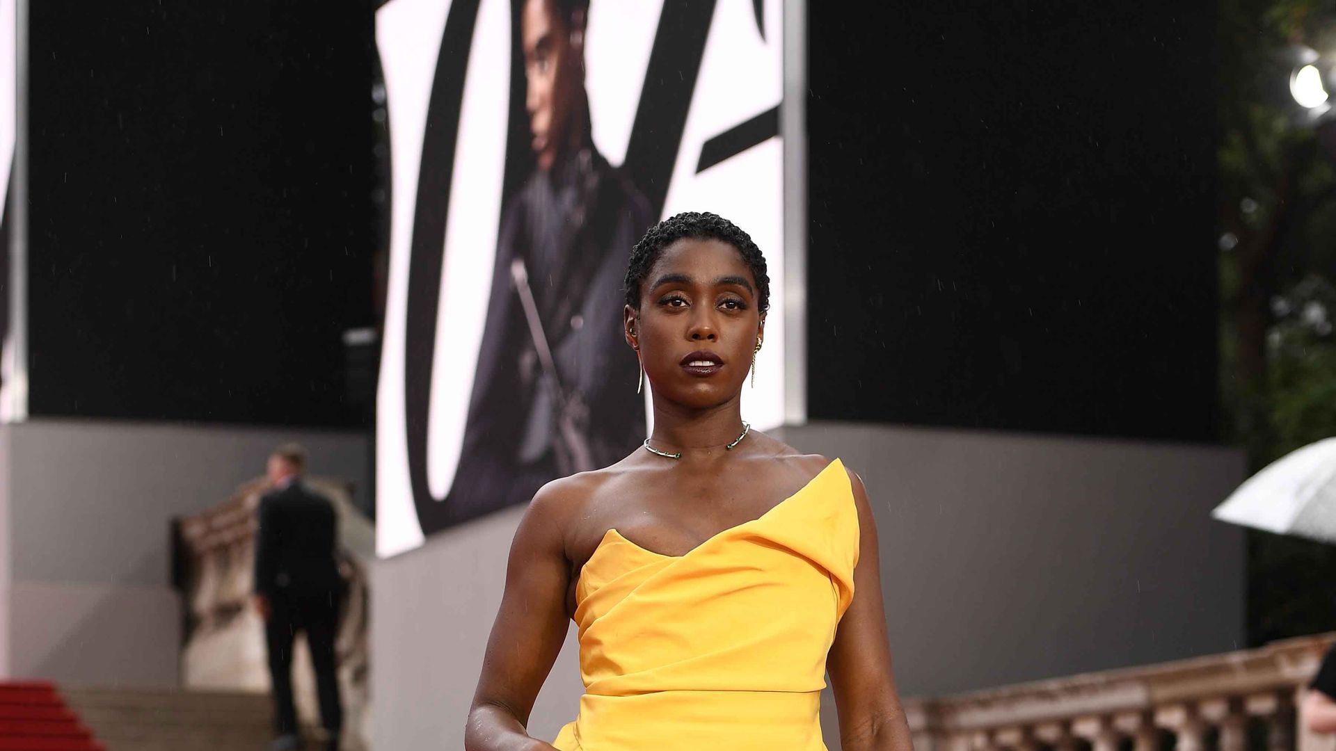 Lashana Lynch attends the World Premiere of "NO TIME TO DIE"