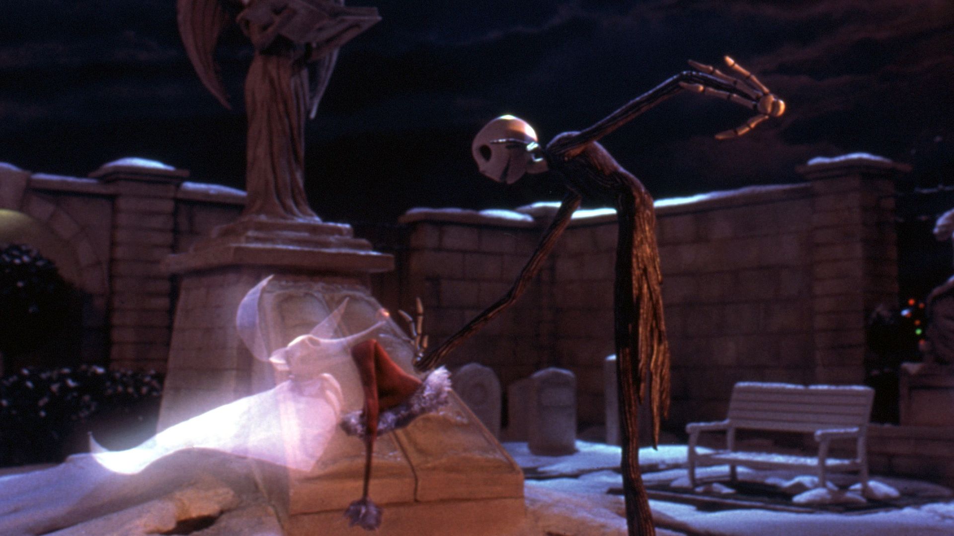Zero and Jack Skellington from "The Nightmare Before Christmas."