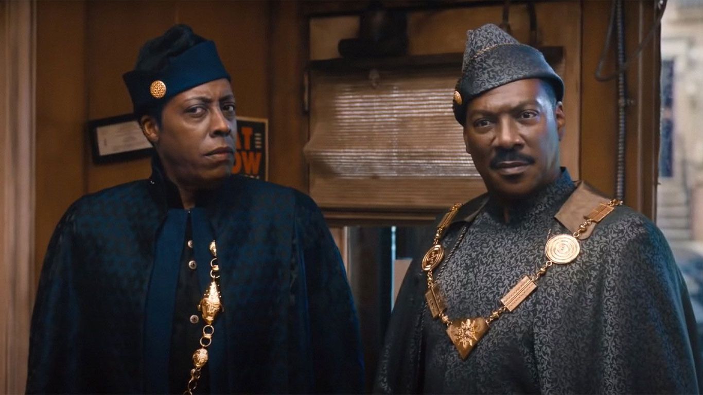 Arsenio Hall and Eddie Murphy in "Coming 2 America."