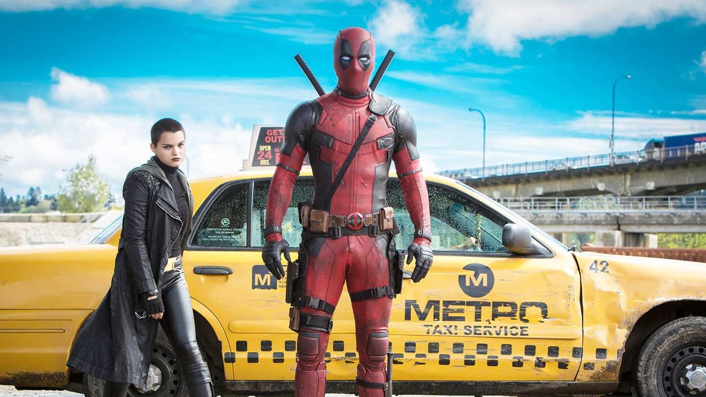 Brianna Hildebrand and Ryan Reynolds in "Deadpool."